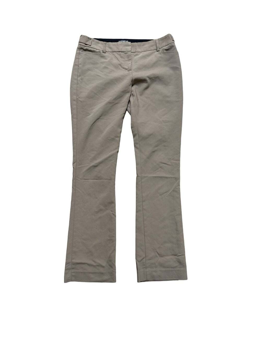 Express Beige Twill Dress Pants Women’s 4R Straight Leg Flat Front Pockets